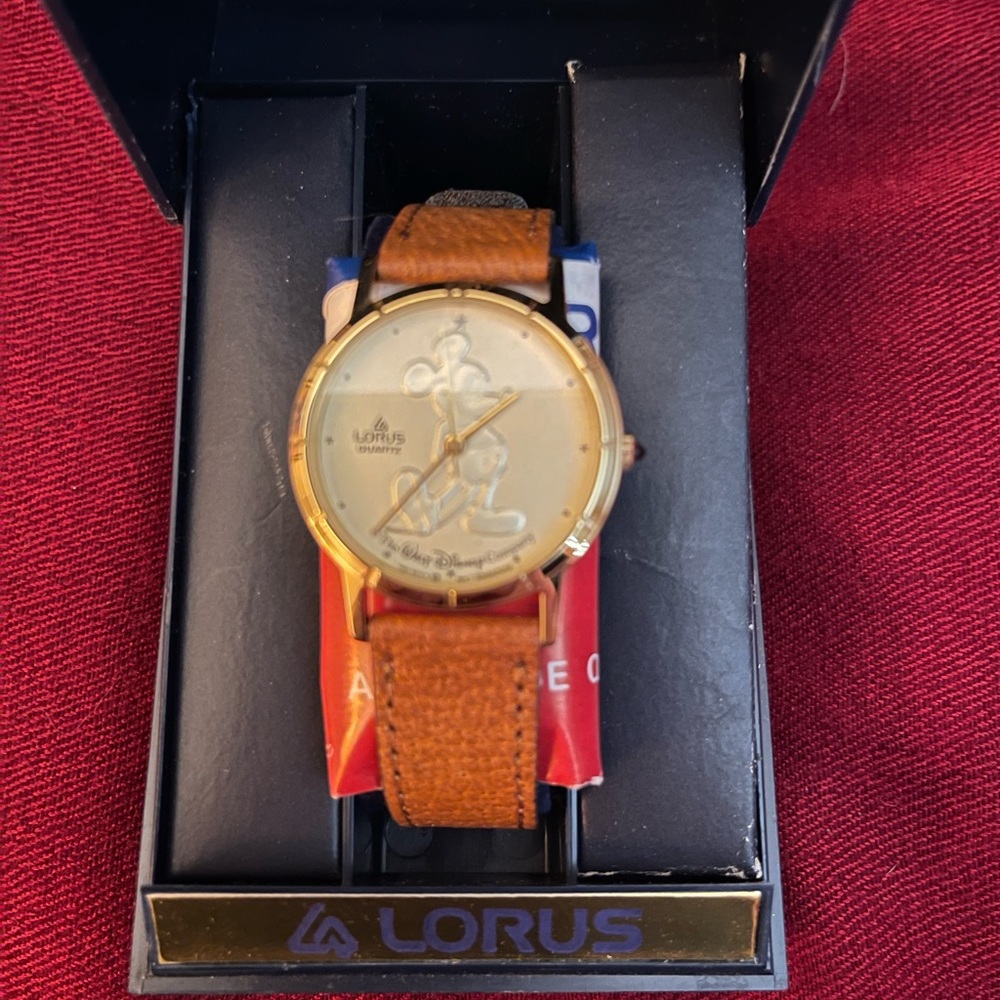 Mickey Mouse Color Gold Face Watch Never Used or Taken Out Of Box